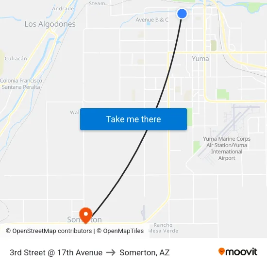 3rd Street @ 17th Avenue to Somerton, AZ map