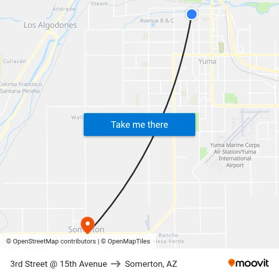 3rd Street @ 15th Avenue to Somerton, AZ map