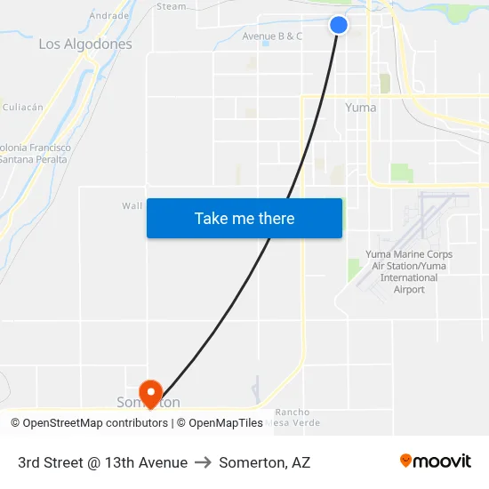3rd Street @ 13th Avenue to Somerton, AZ map