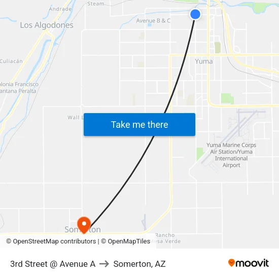 3rd Street @ Avenue A to Somerton, AZ map