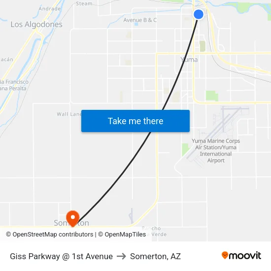 Giss Parkway @ 1st Avenue to Somerton, AZ map