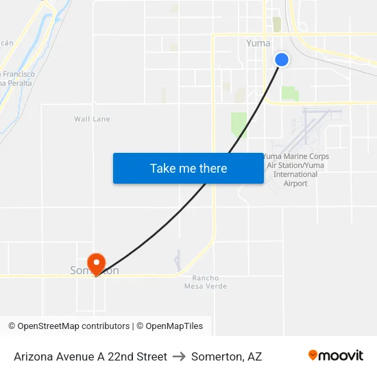 Arizona Avenue A 22nd Street to Somerton, AZ map
