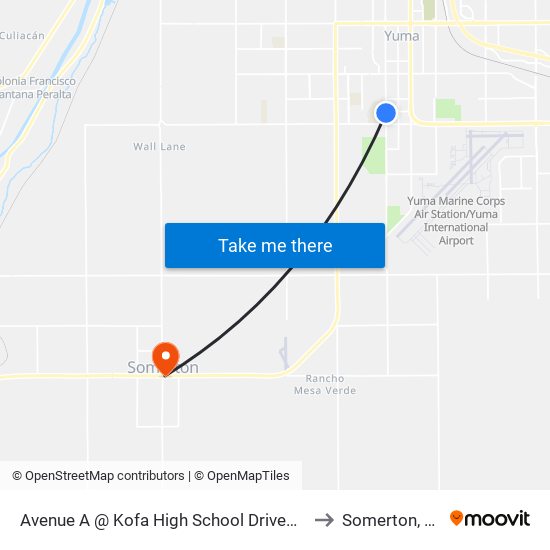 Avenue A @ Kofa High School Driveway to Somerton, AZ map