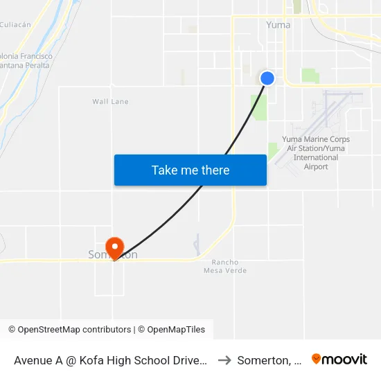 Avenue A @ Kofa High School Driveway to Somerton, AZ map
