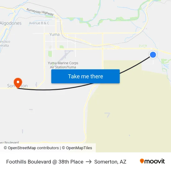 Foothills Boulevard @ 38th Place to Somerton, AZ map