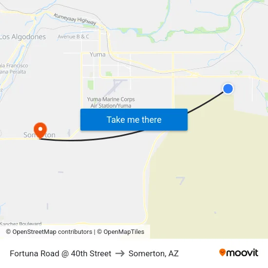 Fortuna Road @ 40th Street to Somerton, AZ map