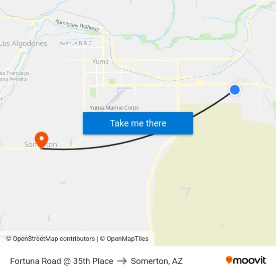 Fortuna Road @ 35th Place to Somerton, AZ map