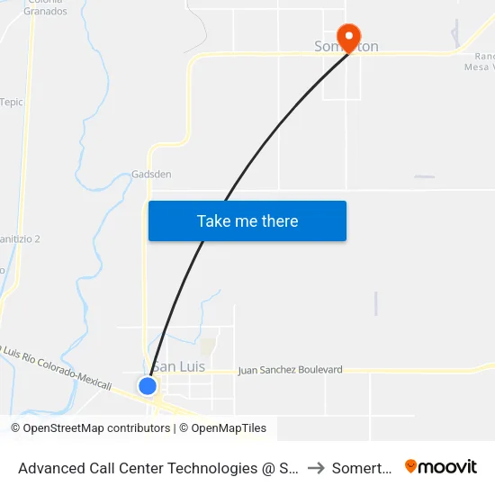Advanced Call Center Technologies @ San Luis Plaza Drive to Somerton, AZ map