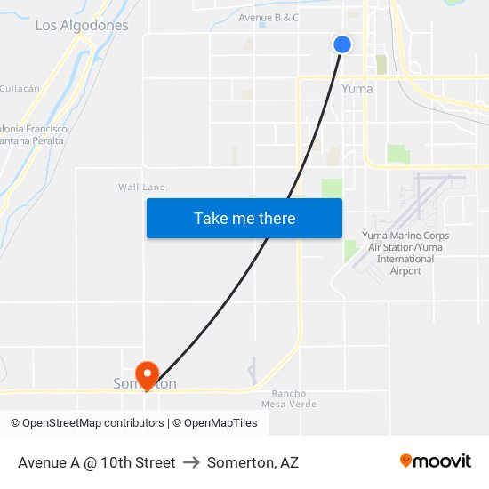 Avenue A @ 10th Street to Somerton, AZ map