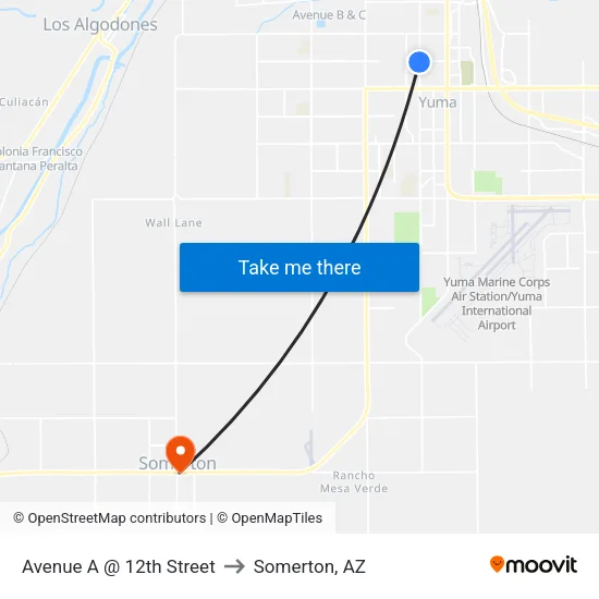 Avenue A @ 12th Street to Somerton, AZ map