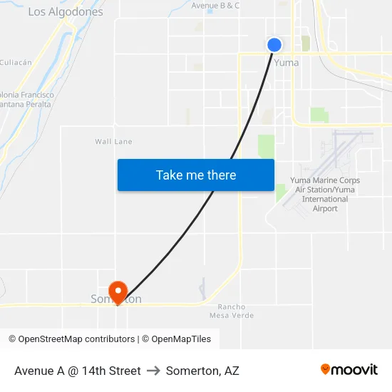 Avenue A @ 14th Street to Somerton, AZ map