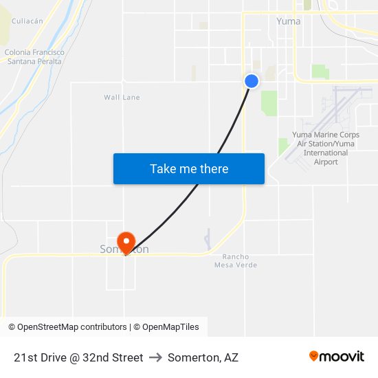 21st Drive @ 32nd Street to Somerton, AZ map