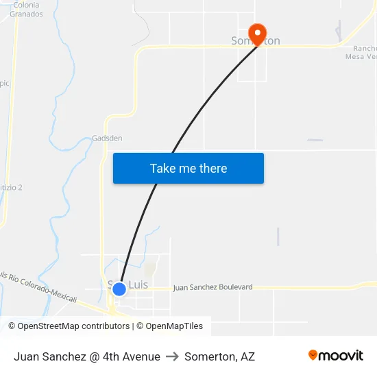 Juan Sanchez @ 4th Avenue to Somerton, AZ map