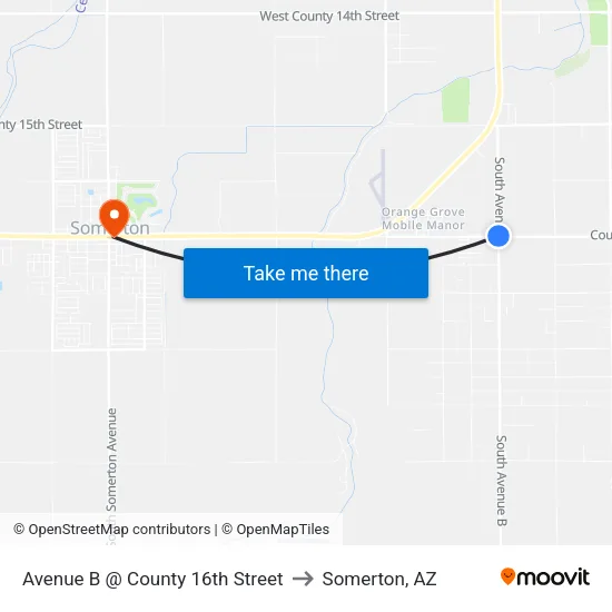 Avenue B @ County 16th Street to Somerton, AZ map