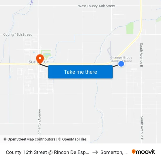 County 16th Street @ Rincon De Espana to Somerton, AZ map