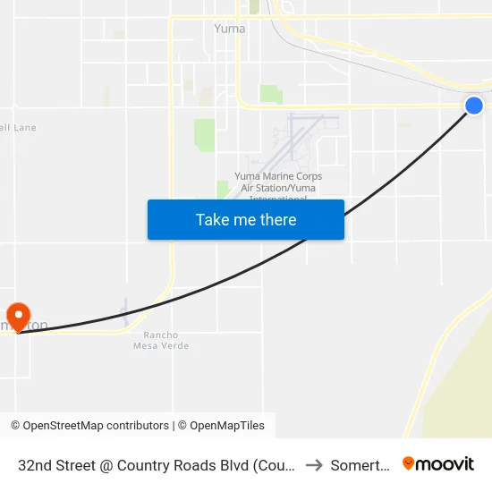 32nd Street @ Country Roads Blvd (Country Roads Rv Park) to Somerton, AZ map