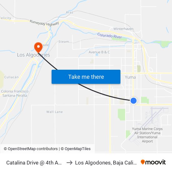 Catalina Drive @ 4th Avenue to Los Algodones, Baja California map