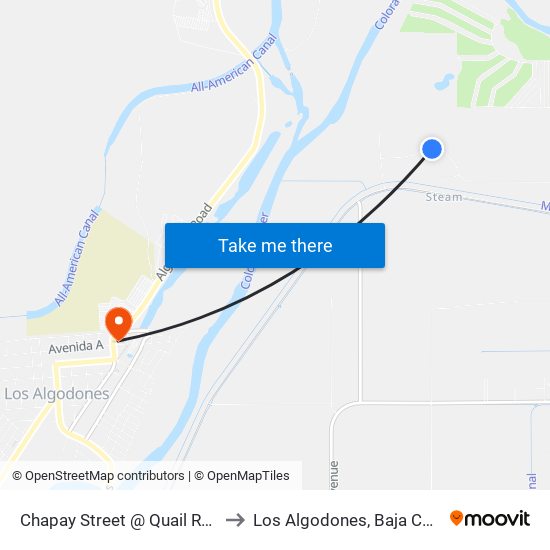 Chapay Street @ Quail Run Loop to Los Algodones, Baja California map