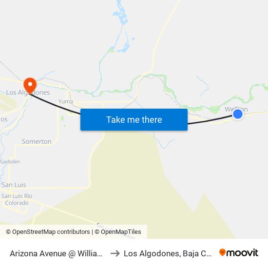 Arizona Avenue @ William Street to Los Algodones, Baja California map