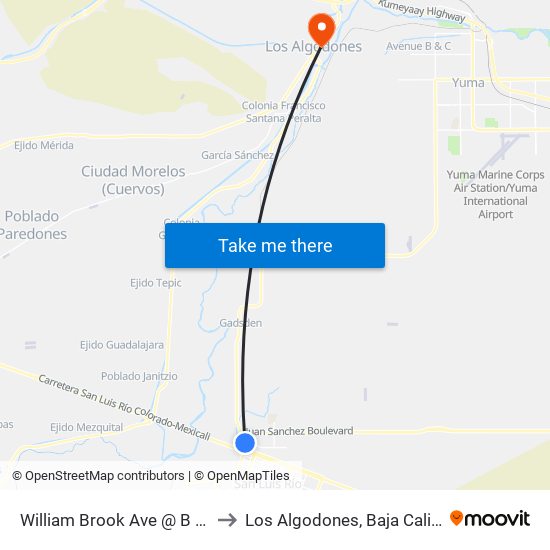 William Brook Ave @ B Street to Los Algodones, Baja California map