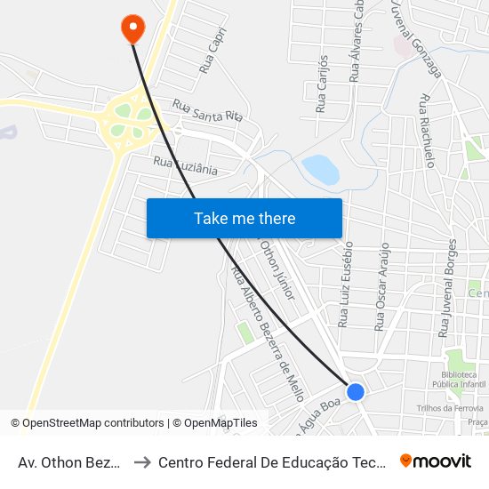 Av. Othon Bezerra De Melo, 1335 to Centro Federal De Educação Tecnológica De Minas Gerais - Campus X map