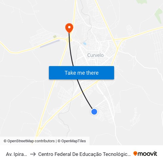 Av. Ipiranga, 250 to Centro Federal De Educação Tecnológica De Minas Gerais - Campus X map