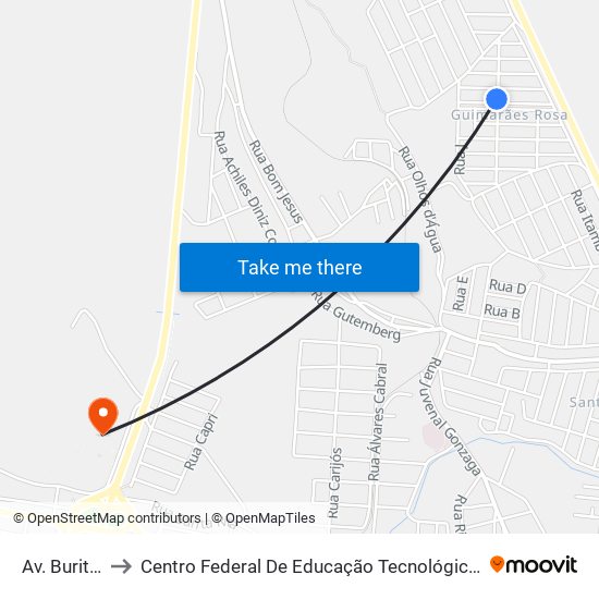 Av. Buriti Grande to Centro Federal De Educação Tecnológica De Minas Gerais - Campus X map