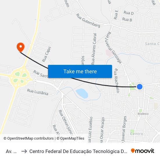 Av. Jk, 42 to Centro Federal De Educação Tecnológica De Minas Gerais - Campus X map