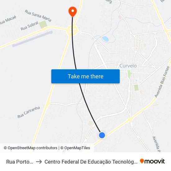 Rua Porto Alegre, 22 to Centro Federal De Educação Tecnológica De Minas Gerais - Campus X map