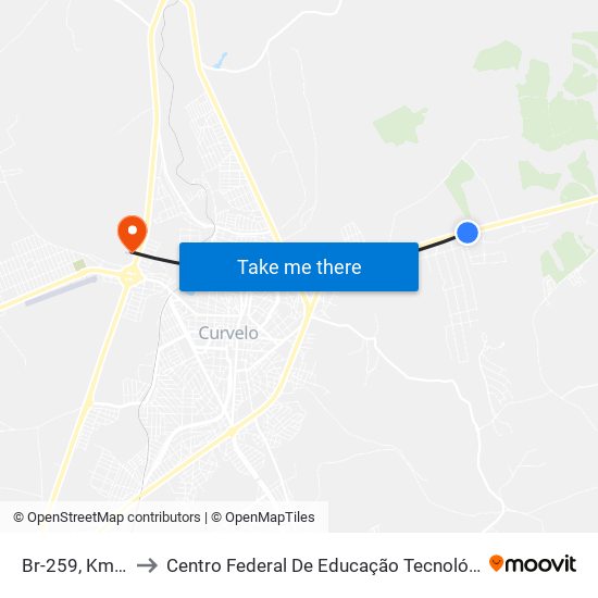 Br-259, Km 542,2 Leste to Centro Federal De Educação Tecnológica De Minas Gerais - Campus X map