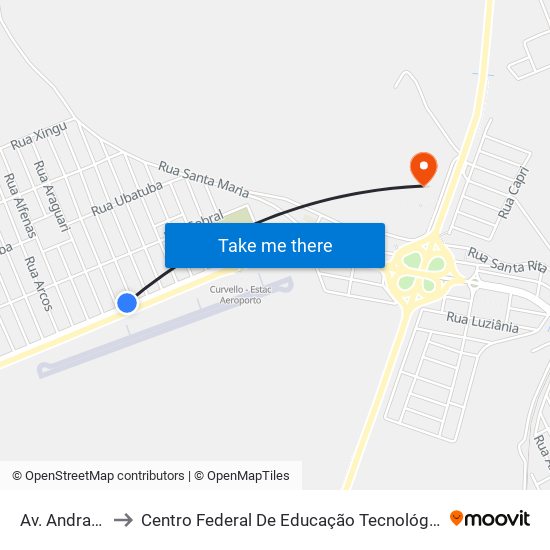 Av. Andradina, 1650 to Centro Federal De Educação Tecnológica De Minas Gerais - Campus X map