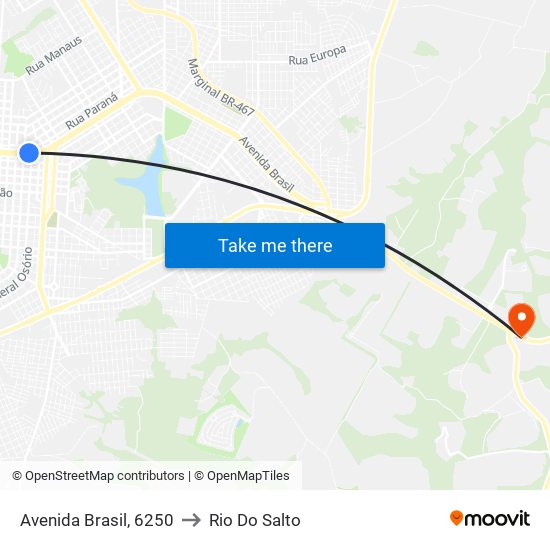 Avenida Brasil, 6250 to Rio Do Salto map