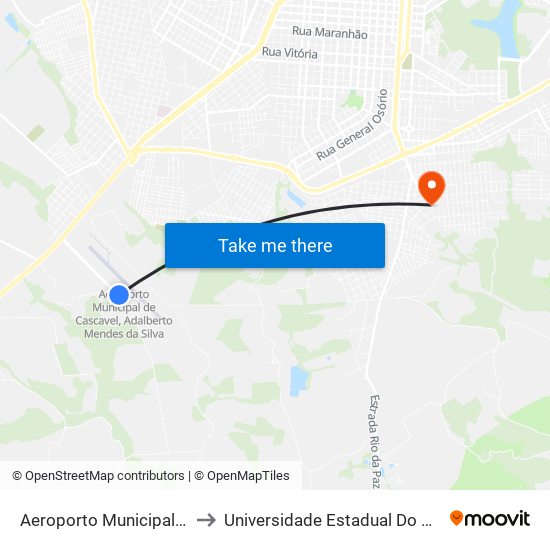 Aeroporto Municipal De Cascavel to Universidade Estadual Do Oeste Do Paraná map