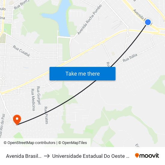 Avenida Brasil, 626 to Universidade Estadual Do Oeste Do Paraná map