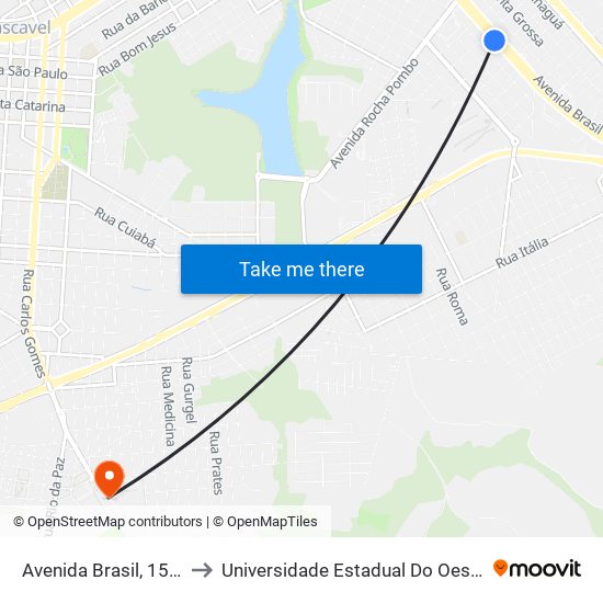 Avenida Brasil, 1543-1581 to Universidade Estadual Do Oeste Do Paraná map