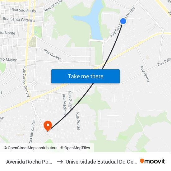 Avenida Rocha Pombo, 1702 to Universidade Estadual Do Oeste Do Paraná map