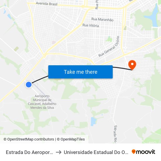 Estrada Do Aeroporto | Papeon to Universidade Estadual Do Oeste Do Paraná map