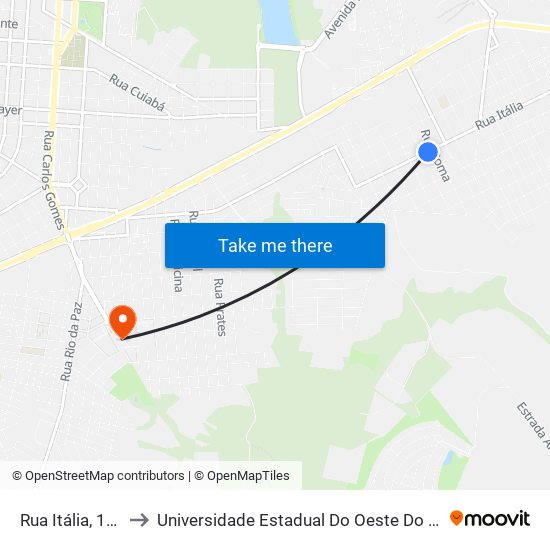 Rua Itália, 1051 to Universidade Estadual Do Oeste Do Paraná map