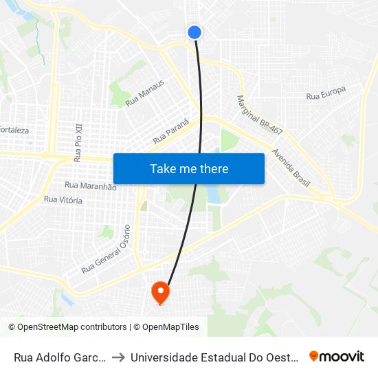 Rua Adolfo García, 276 to Universidade Estadual Do Oeste Do Paraná map