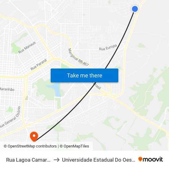 Rua Lagoa Camarim, 1220 to Universidade Estadual Do Oeste Do Paraná map