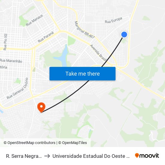 R. Serra Negra, 715 to Universidade Estadual Do Oeste Do Paraná map