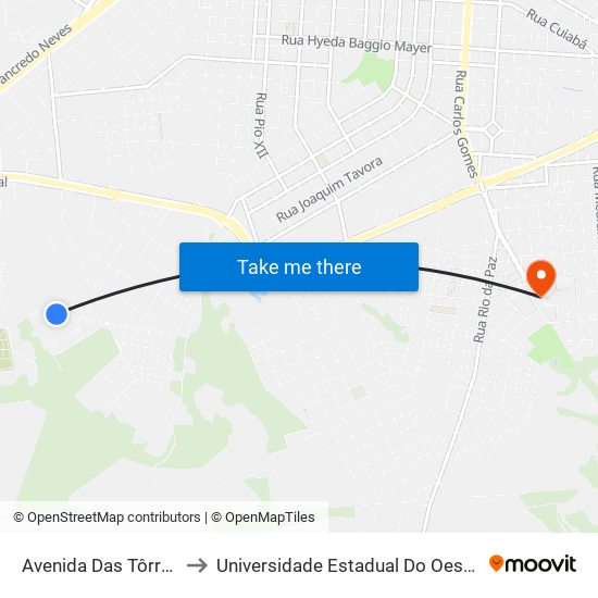 Avenida Das Tôrres, 1020 to Universidade Estadual Do Oeste Do Paraná map