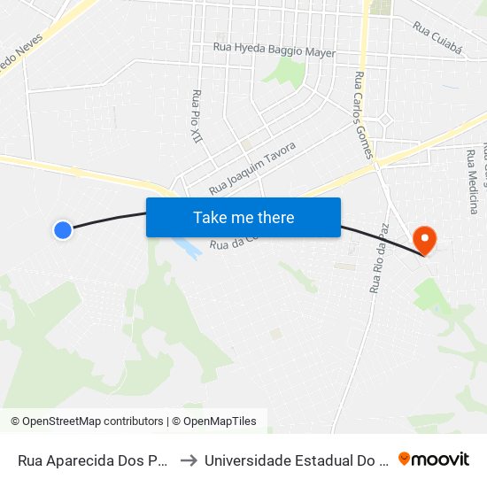 Rua Aparecida Dos Portos, 481-629 to Universidade Estadual Do Oeste Do Paraná map