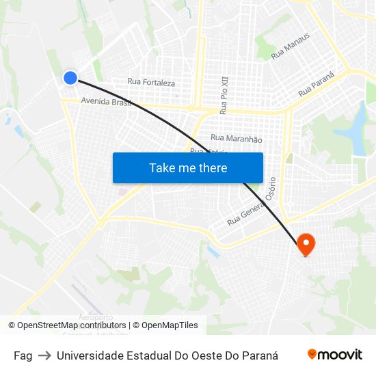 Fag to Universidade Estadual Do Oeste Do Paraná map