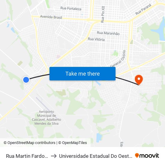 Rua Martin Fardoski, 350 to Universidade Estadual Do Oeste Do Paraná map