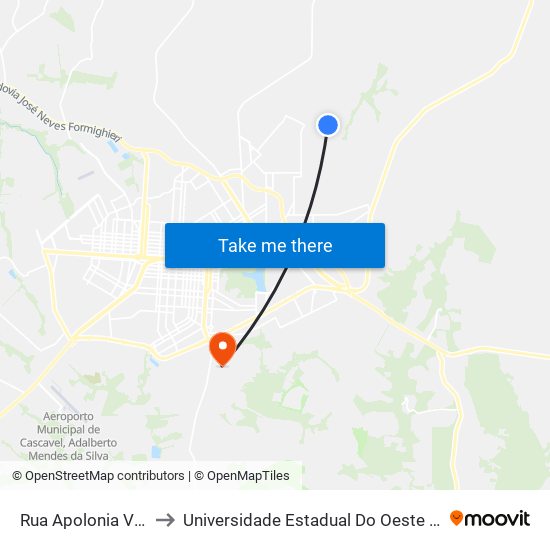 Rua Apolonia Vedana to Universidade Estadual Do Oeste Do Paraná map