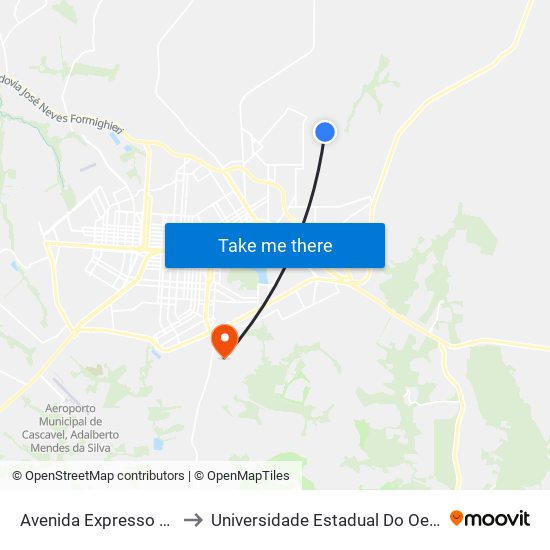 Avenida Expresso Norte, 357 to Universidade Estadual Do Oeste Do Paraná map