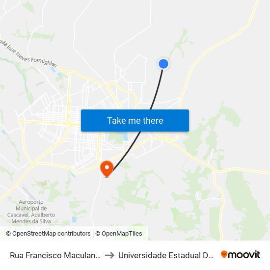 Rua Francisco Maculan C/ Rua Da Garça to Universidade Estadual Do Oeste Do Paraná map