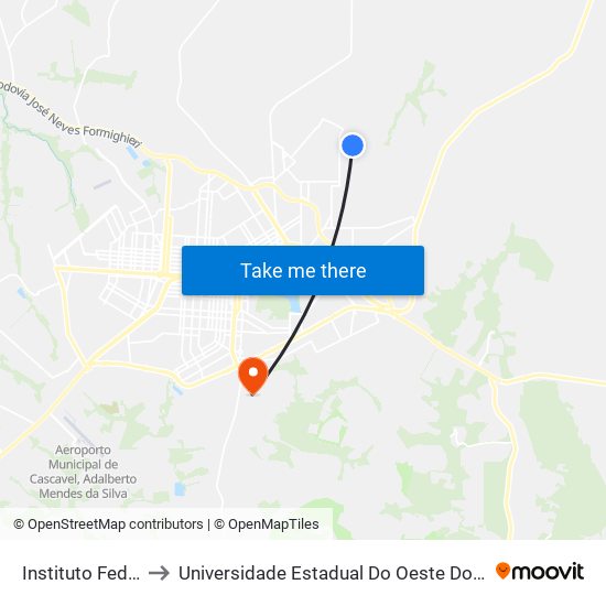 Instituto Federal to Universidade Estadual Do Oeste Do Paraná map