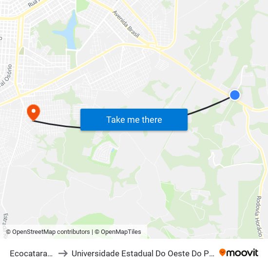Ecocataratas to Universidade Estadual Do Oeste Do Paraná map